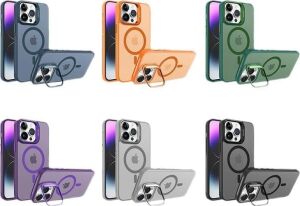 iPhone 16 Pro Max Kamera Korumalı Standlı Kılıf Magsafe ile Uyumlu Açılır Kamera Standlı Manyetik 16 Pro Max Kılıf + Lens Koruma Set Darbeye Karşı Korur (Dark Yeşil)
