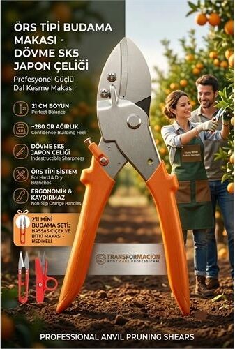 Profesyonel Örs Tipi Budama Makası - Dövme Sk5 Japon Çeliği Güçlü Dal Kesme Makası  723297