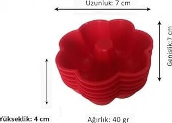 Silikon Muffin Kalıbı, Göbekli ve Çiçek Desenli – 6’lı Paket Isıya Dayanıklı Yapışmaz (2)