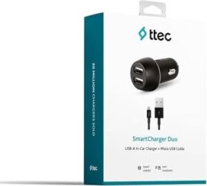 Duo 3.1A Araç Şarj Aleti Çift USB + Micro USB Kablo Siyah