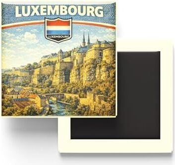 Lüksemburg Lüksemburg Şehri Temalı Vintage Buzdolap Magneti – 9x9 cm