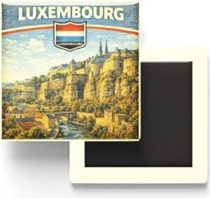 Lüksemburg Lüksemburg Şehri Temalı Vintage Buzdolap Magneti – 9x9 cm