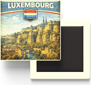 Lüksemburg Lüksemburg Şehri Temalı Vintage Buzdolap Magneti – 9x9 cm