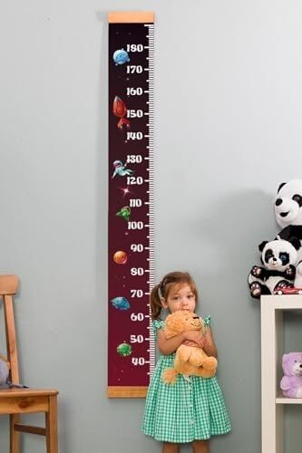 Çocuğa Hediye Uzay Tasarımlı Boy Ölçme Cetveli - Asılabilir Boy Ölçer - Duvar Bebek Boy Ölçer