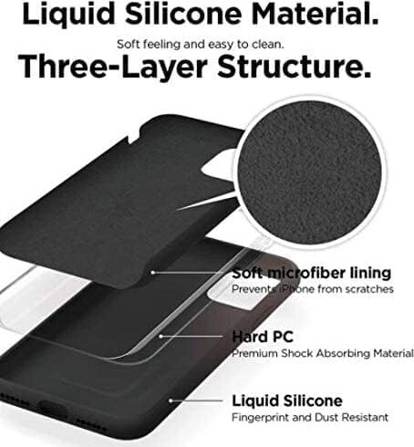 iPhone 12 ve 12 Pro ile Uyumlu Lansman Silikon Kılıf, Kamera Korumalı Kadife Iç Astarlı Esnek ve Darbe Emici Mat Siyah Kapak