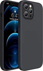 iPhone 12 ve 12 Pro ile Uyumlu Lansman Silikon Kılıf, Kamera Korumalı Kadife Iç Astarlı Esnek ve Darbe Emici Mat Siyah Kapak