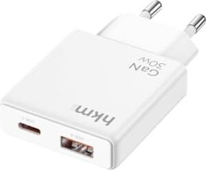 Extra Slım Gan 30W Usb-A ve Type-C Çift Portlu Hızlı Şarj Aleti, Ultra Ince Güç Adaptörü, Beyaz