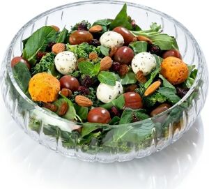 El Yapımı Büyük Boy Cam Salata Kasesi -%100 Üfleme Cam Sanatı Dekoratif Çerezlik ve Meyvelik - 24 cm