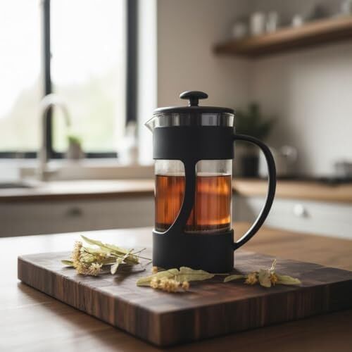 350 ml French Press Filtre Kahve ve Bitki Çayı Demleme Kupası | Metal Filtreli, Isıya Dayanıklı, Portatif Siyah Demlik| Iç Hazne Sert Kristal Mikadandır Cam Değildir
