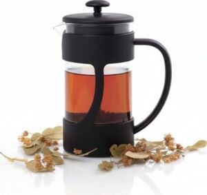 350 ml French Press Filtre Kahve ve Bitki Çayı Demleme Kupası | Metal Filtreli, Isıya Dayanıklı, Portatif Siyah Demlik| Iç Hazne Sert Kristal Mikadandır Cam Değildir