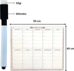 Şeffaf Kendiliğinden Yapışkanlı Kalemli Haftalık Planlayıcı 40CM-50CM