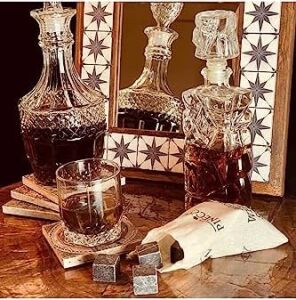 Pinecone 9 Adet Viski Soğutma Taşı Seti Viski Taşı Kesesi Doğal Granit Premium Hediyelik Soğutucu Taş, Pinecone, 2 x 2