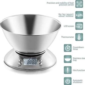 LCD Ekran Elektronik Dijital Mutfak Terazisi Inox Hassas Mutfak Tartısı