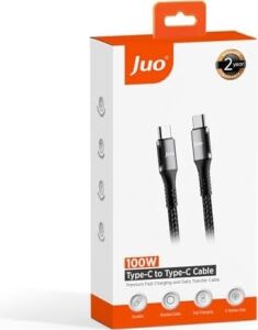100W 5A E-Mark Çipli Pd Type-C To Type-C Örgülü Hızlı Şarj ve Data Kablosu 1 Metre