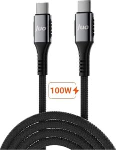 100W 5A E-Mark Çipli Pd Type-C To Type-C Örgülü Hızlı Şarj ve Data Kablosu 1 Metre