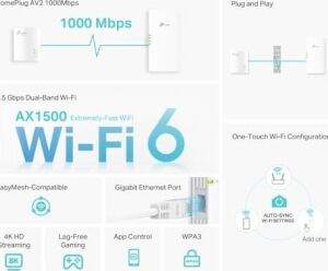 TL-WPA7817 Kıt, AV1000&AX1500 Mbps, 1× Gigabit Portlu, 4K Video ve Online Oyunlarda Yüksek Performans, Easymesh Destekli, Tak ve Çalıştır, Powerline Adaptör Kiti