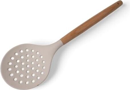 Bambu Saplı Silikon Kevgir, Bambu Uzun Silikon Geniş Kevgir 27CM 3 Renk Seçenekli (Krem)