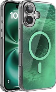iPhone 16 Plus Için Shinemag Serisi Magsafe ile Uyumlu Göz Alıcı ve Şık Metalize Arka Tasarım Yüksek Kalite Materyal Premium Hybrid Kılıf Kapak (Yeşil, 16 Plus)