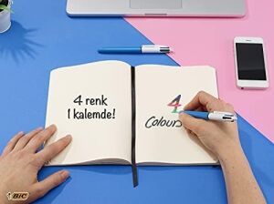 4 Colours Message Tükenmez Kalem 12'li Kutu, 1.0mm Uç, Tek Kalemde Mavi, Kırmızı, Yeşil ve Siyah Renkler