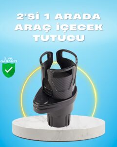 Çiftli Araba Bardak Tutucu Karbon Fiber Görünümlü 360° Ayarlı