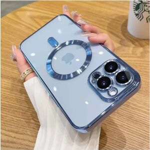 & Aksesuar iPhone 15 Pro Için Magsafe ile Uyumlu Arka Kısmı Parlak Şeffaf Yapıya Sahip Kenarları Silikon Yapılı Güçlendirilmiş Mıknatıslı Kamera Lens Koruyuculu Wireless Kablosuz Şarj
