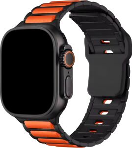 Apple Watch 10 9 8 7 6 Se Ultra Uyumlu 42 44 45 46 49MM Çift Renk Bakla Desen Hibrit Silikon Kordon