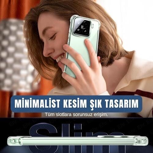 Ehr. Xiaomi 15 ile Uyumlu Darbe Önleyici Sararmaya Dayanıklı Airbag Korumalı Ultra Slim Tpu Şeffaf Silikon Kılıf