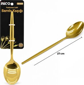 Metal Servis Kaşığı - Gold Renk - 27 cm
