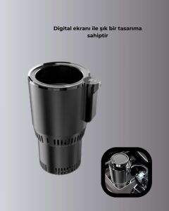 Dijital Ekranlı Akıllı Bardaklık Araç Içi Termal Isıtıcı Soğutucu