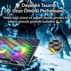 Odin Rgb Işıklı Gaming 2200RPM Çift Fan LED Display Laptop Notebook Soğutucu Stand