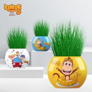 Kukuli Temalı Çim Adam 6'lı Set – Çocuklar Için Eğitici ve Eğlenceli Bitki Yetiştirme Kiti