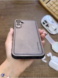 Premium Deri Dokulu Darbelere Karşı Dayanıklı Nazal Silikon Kılıf Siyah  Galaxy A34 ile Uyumlu