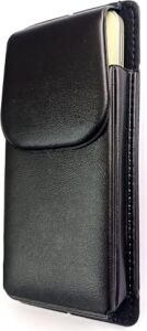 Kemere Takılan Lüks Suni Deri Telefon Kılıfı, Mıknatıslı, 17X8 Cm, Siyah