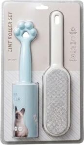 Tüy Toplama Seti 2’li | 60 Yaprak Yapışkanlı Rulo + Kumaş Tüy Temizleme Fırçası | Kedi Köpek Tüy Toplayıcı