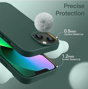 & Aksesuar Apple iPhone 13/14 ile Uyumlu Içi Kadife Dışı Mat Yapıya Sahip Koruma Sağlayan Lansman Silikon Kılıf (Yeşil)