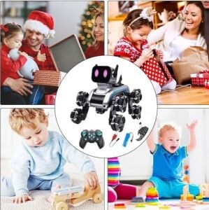 / Oyuncak 2.4 Ghz Uzaktan ve Bilekten Kumandalı Şarjlı 8 Teker Akrobat Robot Köoek Müzikli ve LED Işıklı Full Fonksiyon Akıllı Köpek Yavrusu Çift Kumanda Kontollü