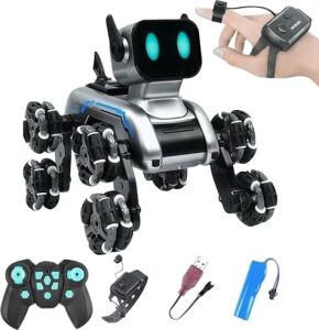/ Oyuncak 2.4 Ghz Uzaktan ve Bilekten Kumandalı Şarjlı 8 Teker Akrobat Robot Köoek Müzikli ve LED Işıklı Full Fonksiyon Akıllı Köpek Yavrusu Çift Kumanda Kontollü