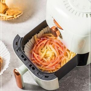 50 Adet 20 cm Air Fryer Pişirme Kağıdı Tek Kullanımlık Yağ Geçirmez Yuvarlak Tabak Model Pvc