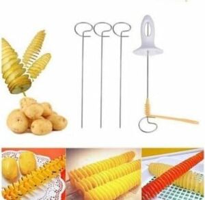 Spiral Patates Dilimleyici Seti, Paslanmaz Çelik Şişler ve Kesici ile Patates Twister Makinesi