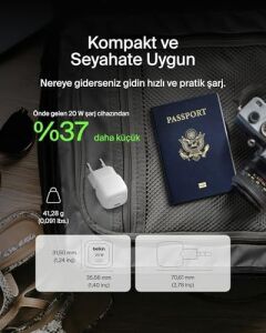 Küp USB C Duvar Şarj Cihazı, 20 W Usb-C Şarj Cihazı, 16, 16 Plus, 16 Plus, 16 Pro, 16 Pro Max, Galaxy S24, Ipad, Airpods ve Daha Fazlası Için