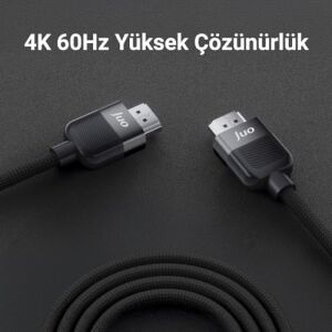 4K 60Hz 18GBPS Hdr Arc Hdcp Destekli HDMI 2.0 Örgülü Kablo 3 Metre