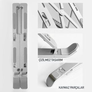 ILKA07 Taşınabilir 7 Kademeli Laptop Stant Bilgisayar Stant Notebook Stant Tüm Laptoplarla Uyumlu Bilgisayar Standı Taşınabilir Metal Kaymaz Stant Dizüstü Bilgisayar Stantı