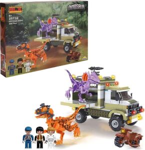 Dinosaur Set Dinozorlar ve Dinozor Taşıma Aracı 3 Figürlü 366 Parça