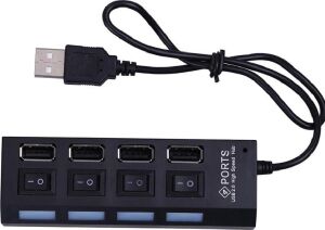4 Port USB 2.0 Hub Çoğaltıcı Çoklayıcı Switch Işıklı Anahtarlı