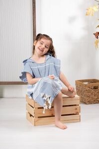 Formeya Çocuk Bornoz PANÇO%100 Pamuk Plaj Havlusu Peştemal