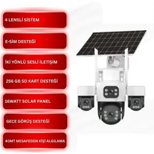 4 Lens Solar 4G Kamera E-Sim IX-21