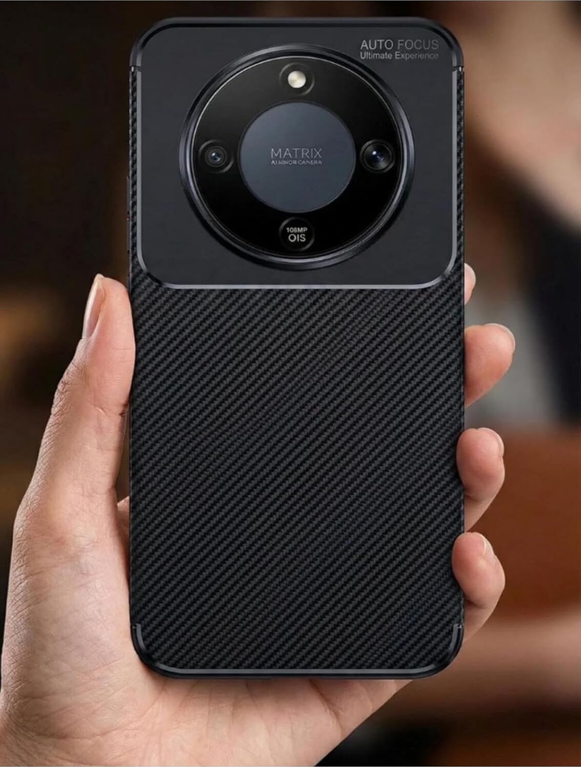 - Honor ile Uyumlu Magic 8 Lite Kılıf Kamera Korumalı Çıkıntılı Karbon Desenli Renk Atmaz Koruyucu Negro Kapak - Siyah