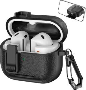 Galaxy Buds 3-Pro-3 Fe Için Guard-Stant Kulaklık Kılıfı Çizilme ve Darbe Önleyici Buds 3 Pro Koruyucu Rahat Tutuş Sağlayan Kilit Tasarımlı Deri Görünümlü Buds 3 Pro Kılıfı (Siyah)