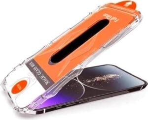 iPhone Ile Uyumlu Point Hizalama Aparatlı Darbe Emici ve Takılırken Camın Altında Kesinlikle Toz Bırakmayan Darbelere Karşı Ekstra Güçlü Ekran Koruyucu Cam (Iphone 15)