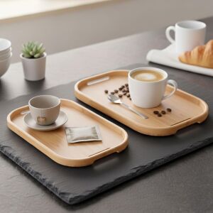 Dikdörtgen Bambu Servis Tepsisi, 2'li Set, 33X22 cm ve 40X28 cm | Dikdörtgen Bambu Tepsi